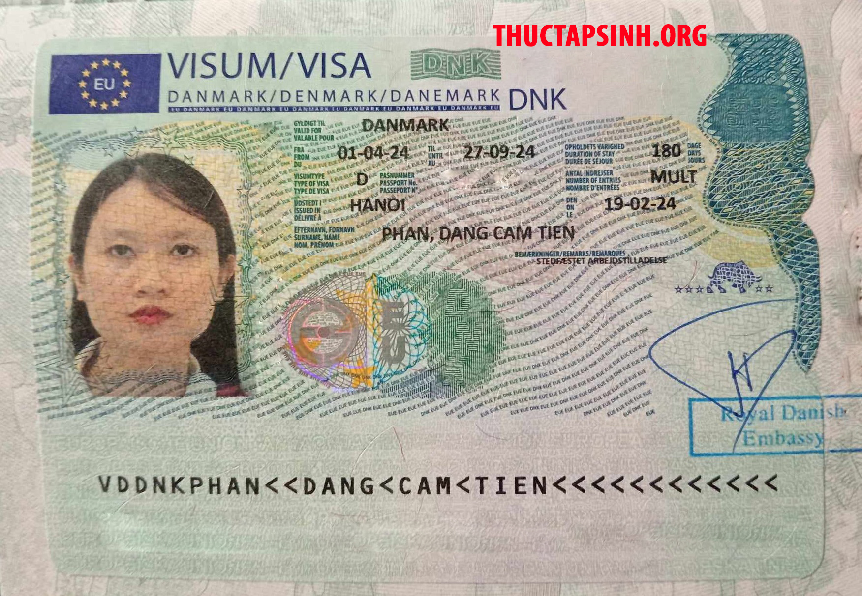 Visa Đan Mạch-PHAN ĐẶNG CẨM TIÊN