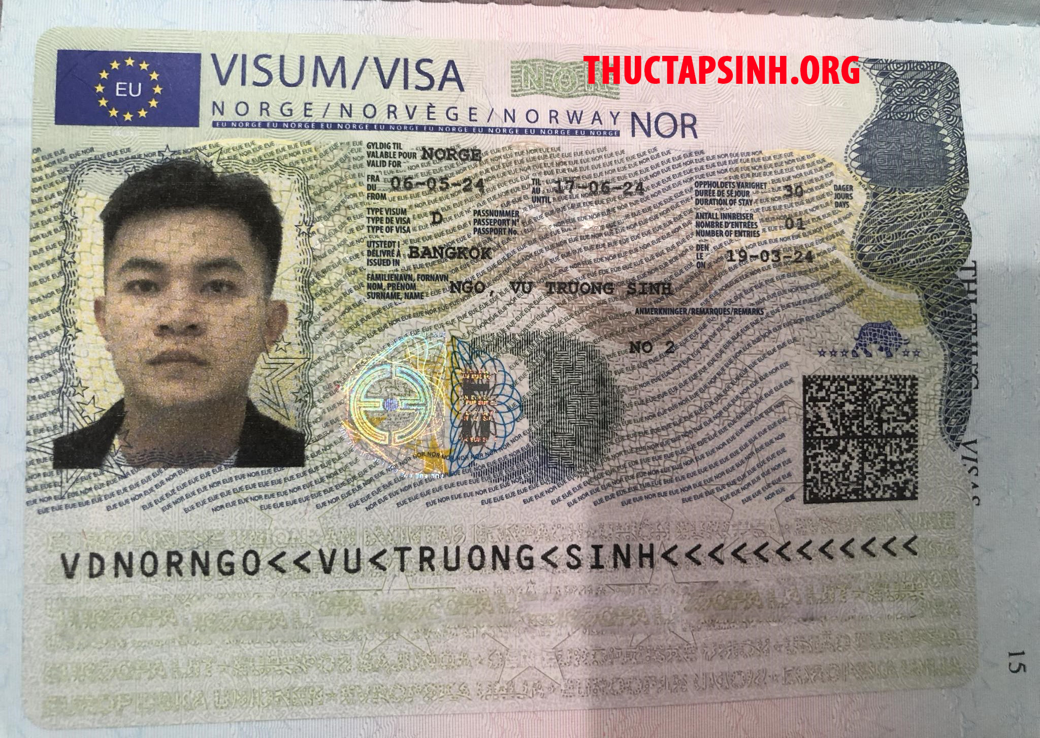 Visa LĐTV NaUy-NGÔ VŨ TRƯỜNG SINH