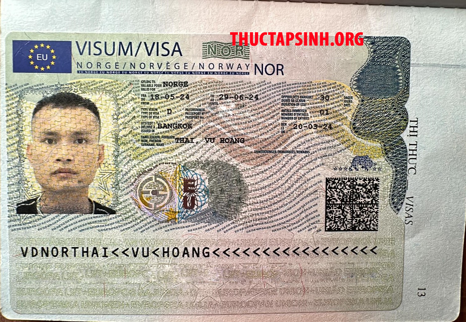 Visa LĐTV NaUy-THÁI VŨ HOÀNG