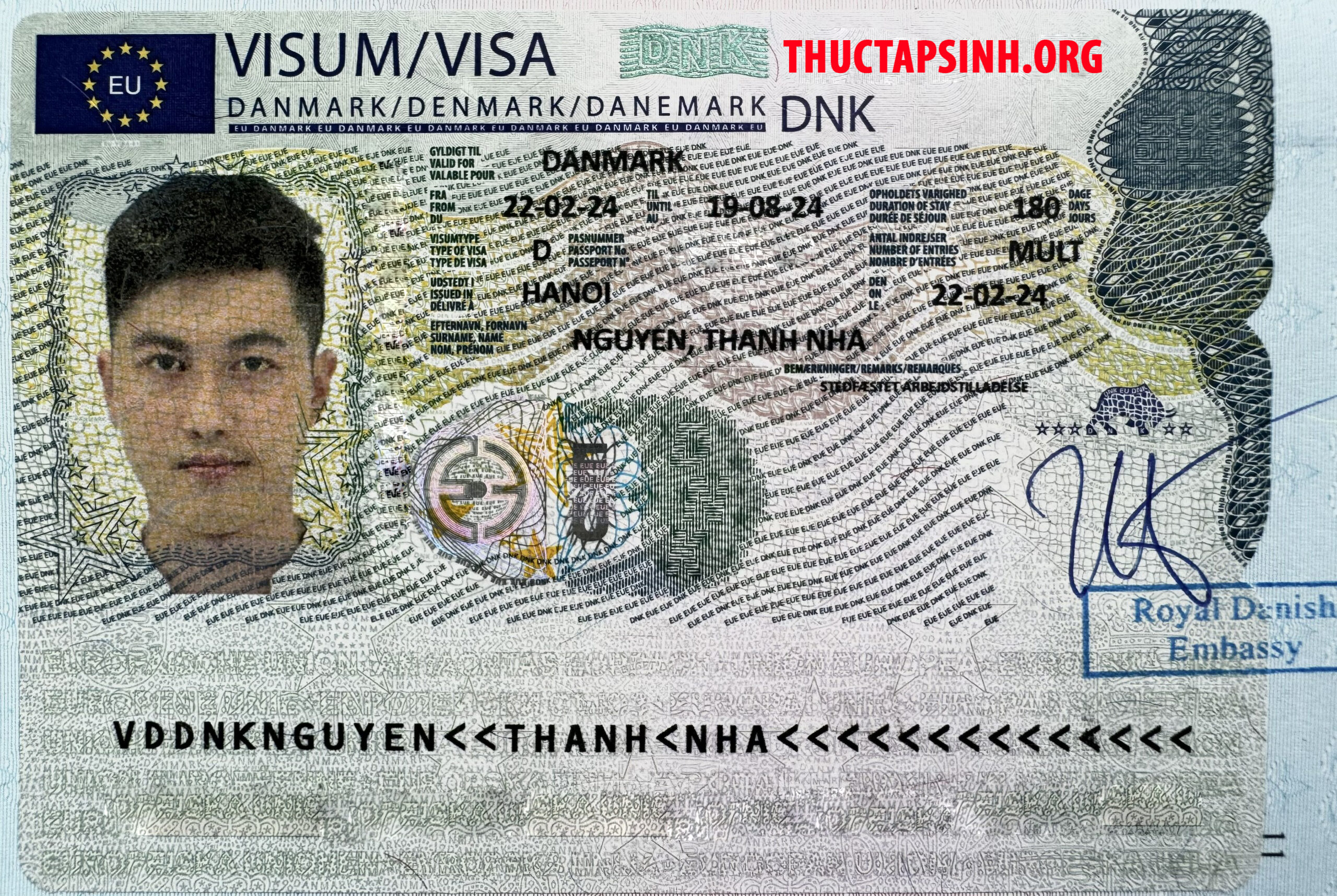 Visa TTS Đan Mạch-NGUYỄN THANH NHÃ