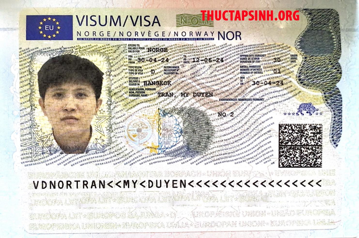 Visa lao động thời vụ NaUy-TRẦN MỸ DUYÊN