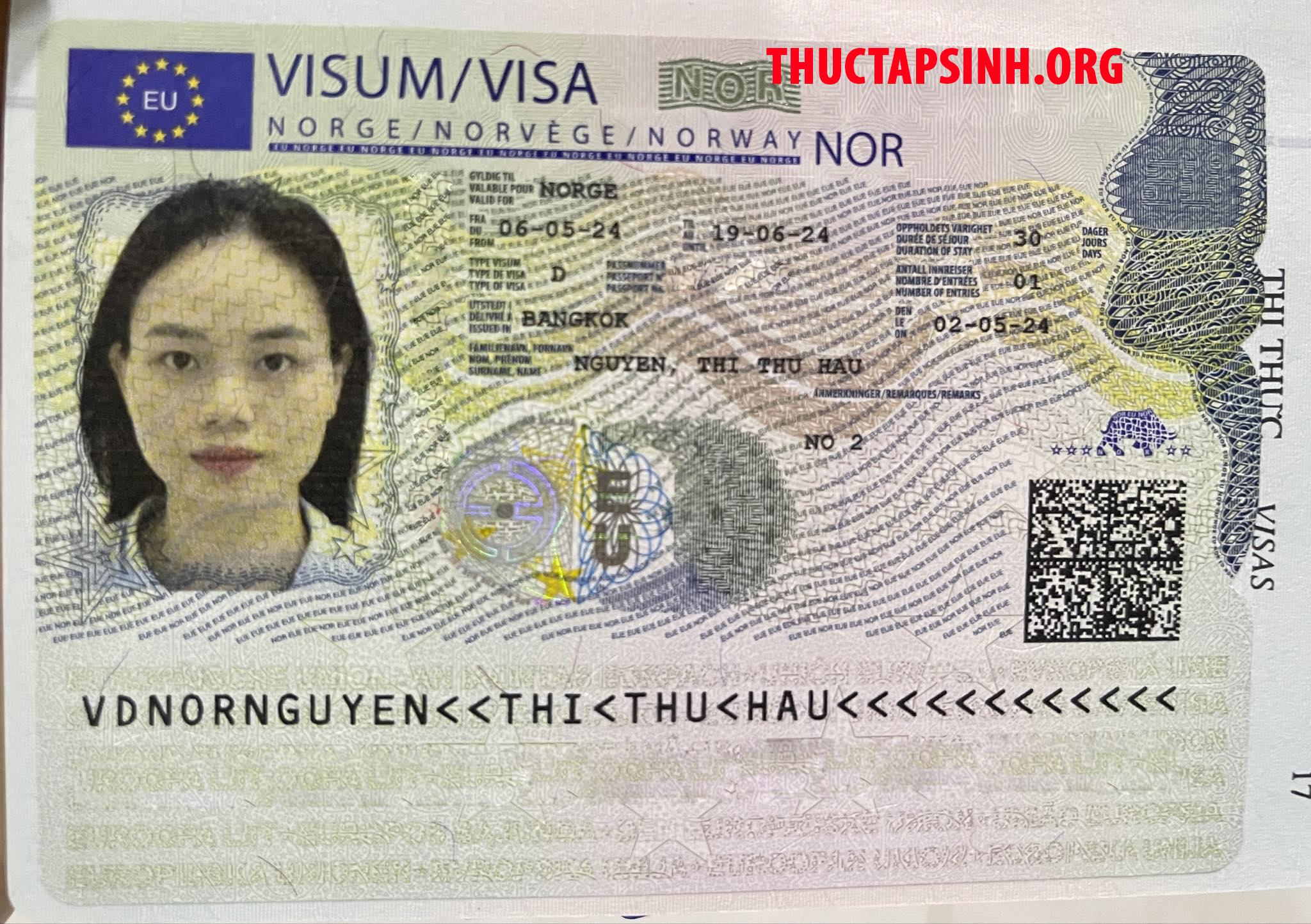 Visa Lao Động Thời Vụ NaUy-NGUYỄN THỊ THU HẬU