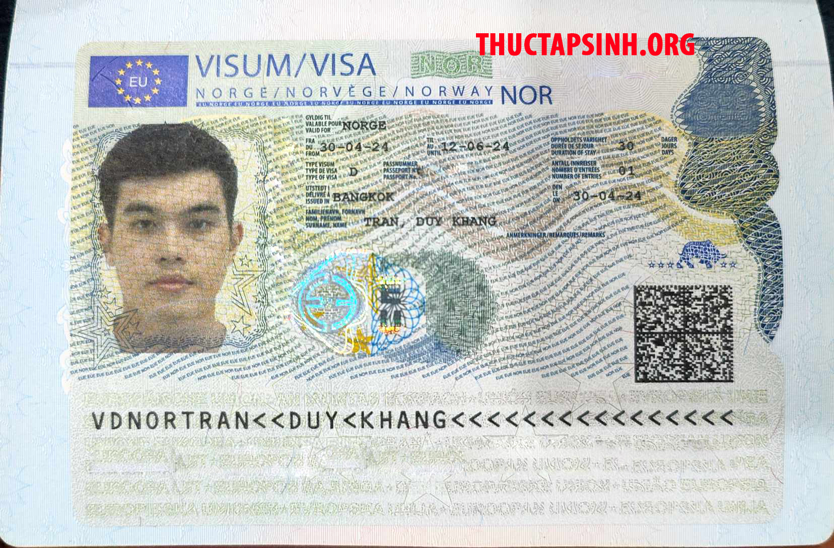 Visa lao động thời vụ NaUy-TRẦN DUY KHANG